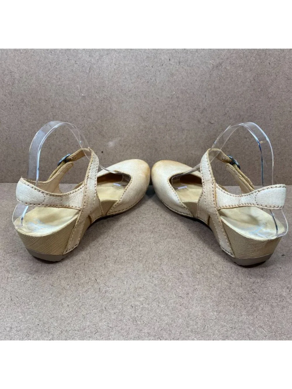Dansko Womens Tiffani Leather Wedge Sandals Adjustable Strap Size 39 US 8.5